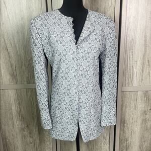 Vintage Rena Rowan for Seville Elegant Gray Patterned Jacket Women's 12-14